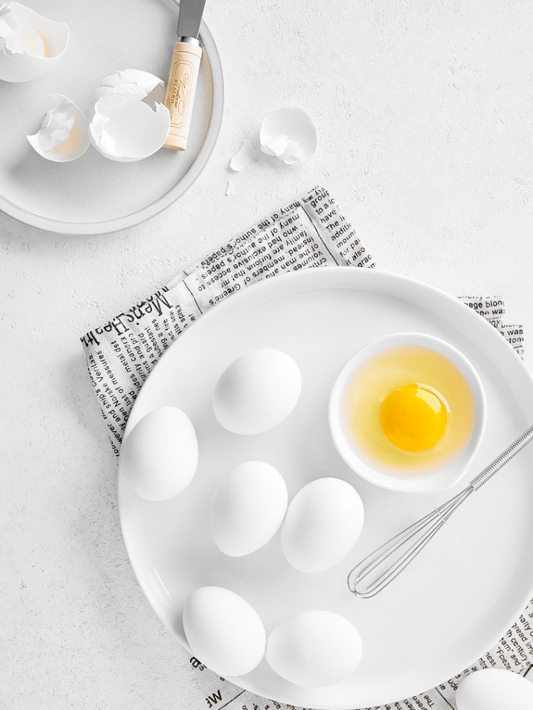 white balance in food photography example with eggs on white background
